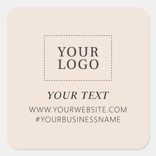 Beige Logo Business Thank you Custom Package Square Sticker (Front)