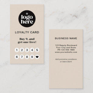 Beige Logo Loyalty Card Reward Punch Card