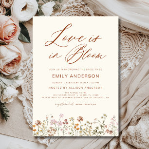 Beige Love is in Bloom Wildflower Bridal Shower Invitation