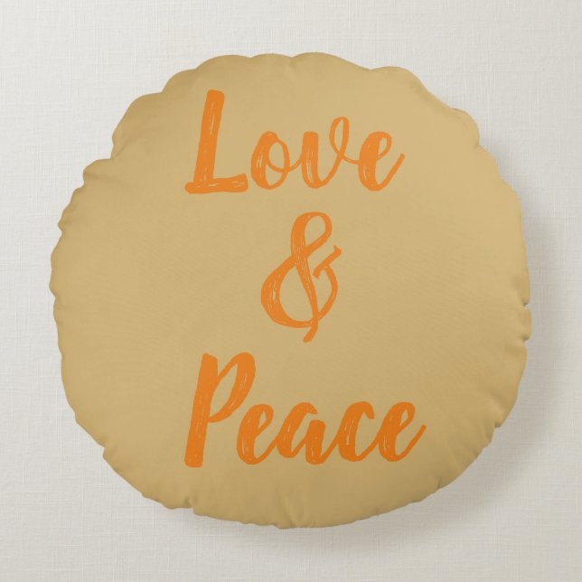 Beige Love & Peace Round Cushion (Front)