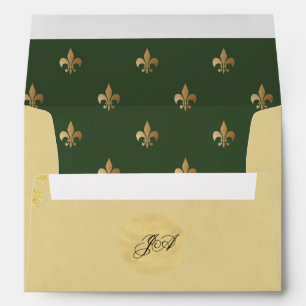 Beige luxury gold green French style fleur de lis Envelope