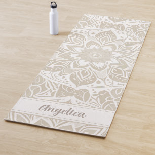 Beige Mandala Yoga Mat Customisable Name