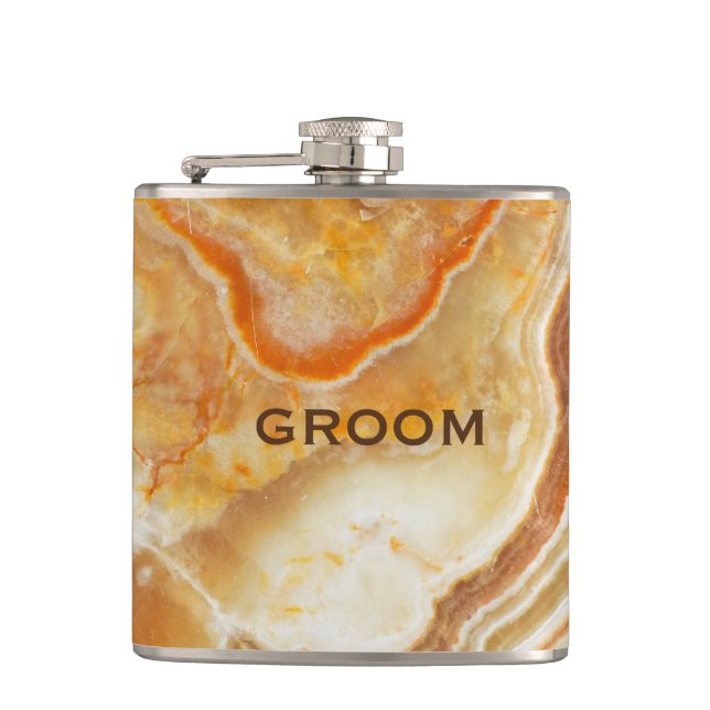 Beige Marble Stone Print Hip Flask (Front)