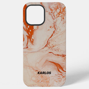 Beige marble texture brown accents iPhone 12 pro max case