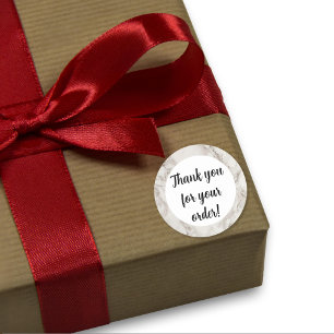 Beige marble Thank You  Classic Round Sticker