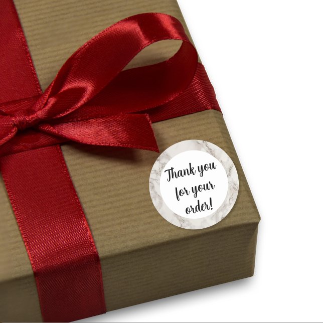 Beige marble Thank You  Classic Round Sticker (Creator Uploaded)