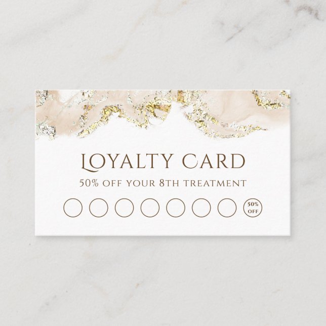 beige marbling design loyalty card (Front)