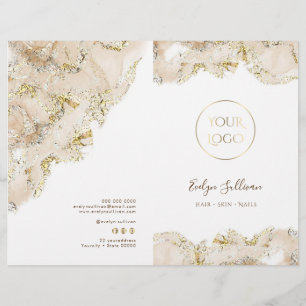 Beige marbling design service menu brochure