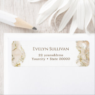 Beige marbling return address label