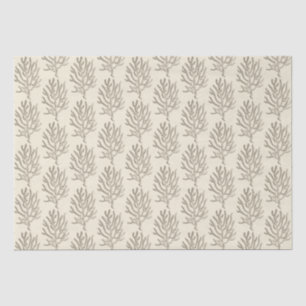 Beige Marine Life Corals Pattern Tissue Paper