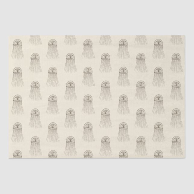 Beige Marine Life Jellyfish Pattern Tissue Paper (Front)