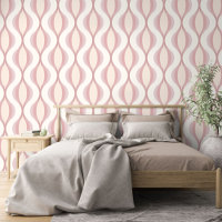 Beige Mauve Blush Pink Ivory Ogee Wave Pattern