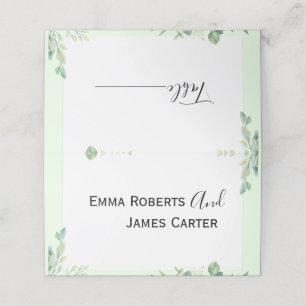 Beige Meadow Greenery Folded Place Card