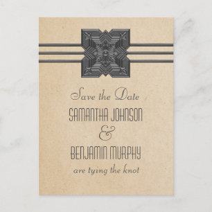 Beige Medallion Border Save the Date Postcard