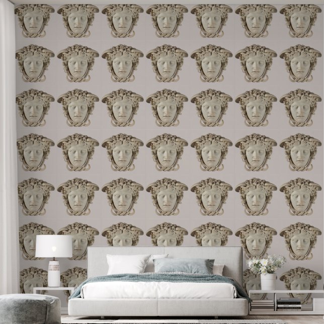 Beige Medusa  Designer Wallpaper (Bedroom)