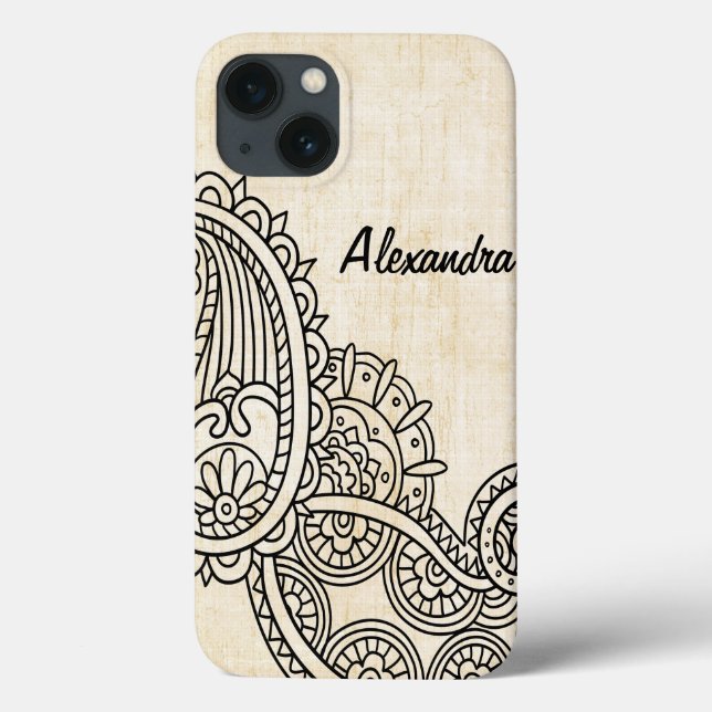Beige Mehndi Motif iPad Mini Case (Back)
