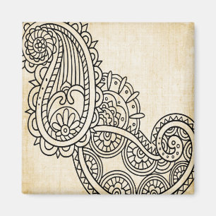 Beige Mehndi Motif Magnet