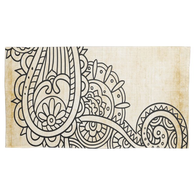 Beige Mehndi Motif Pillow Case (Front)