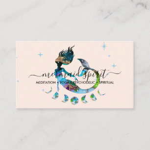 Beige Mermaid moon spiritual zodiac ombre Business Card