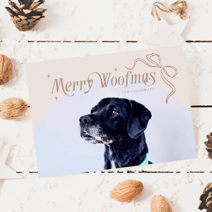 Beige Merry Woofmas Dog Christmas Holiday Card
