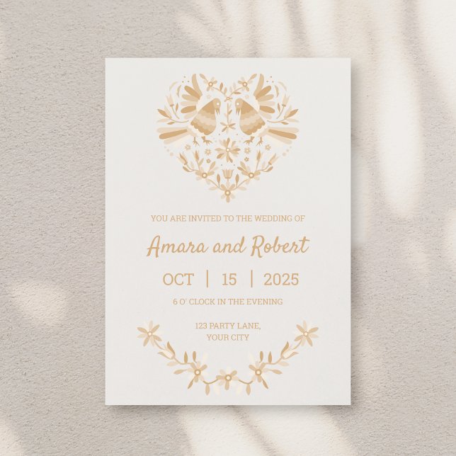 BEIGE MEXICAN OTOMI HEART ANNOUNCEMENT (Creator Uploaded)