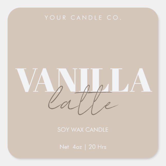 Beige Minimal Candle Label Custom Logo  (Front)