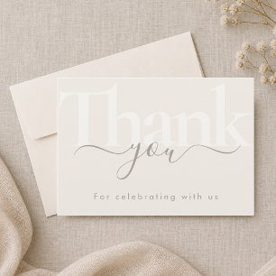 Beige Minimal Modern Gender Neutral Oh Baby Shower Thank You Card