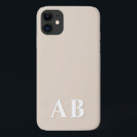 Beige Minimal Modern Initial Monogram iPhone 11 Case<br><div class="desc">This stylish phone case design features a simple modern design in beige & white. Make one of a kind phone case with custom initial and name. It will be a cool, unique gift for someone special or yourself. If you want to change the fonts or position, click the "Customise further"...</div>