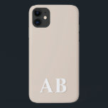 Beige Minimal Modern Initial Monogram Case-Mate iPhone Case<br><div class="desc">This stylish phone case design features a simple modern design in beige & white. Make one of a kind phone case with custom initial and name. It will be a cool, unique gift for someone special or yourself. If you want to change the fonts or position, click the "Customise further"...</div>