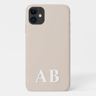 Beige Minimal Modern Initial Monogram iPhone 11 Case