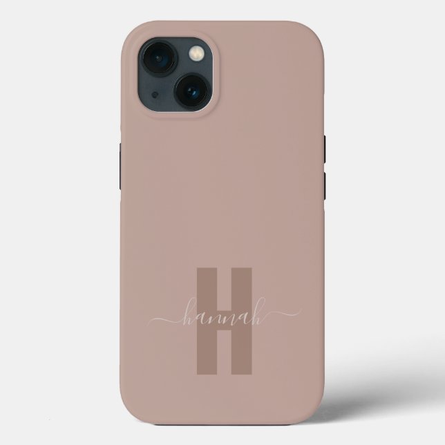 Beige Minimal Modern Initial Monogram Case-Mate iPhone Case (Back)