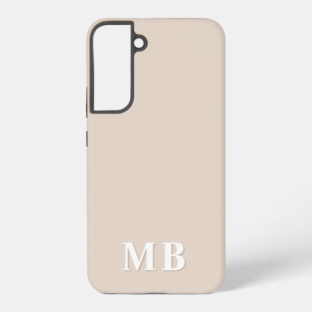 Beige | Minimal Modern Initial Monogram Samsung Galaxy S22+ Case (Back)