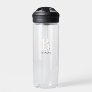 Beige Minimal Modern Initial Monogram Water Bottle