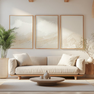Beige Minimalist Abstract Wall Art Set