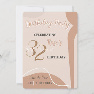 Beige Minimalist and Elegant Birthday Invitation