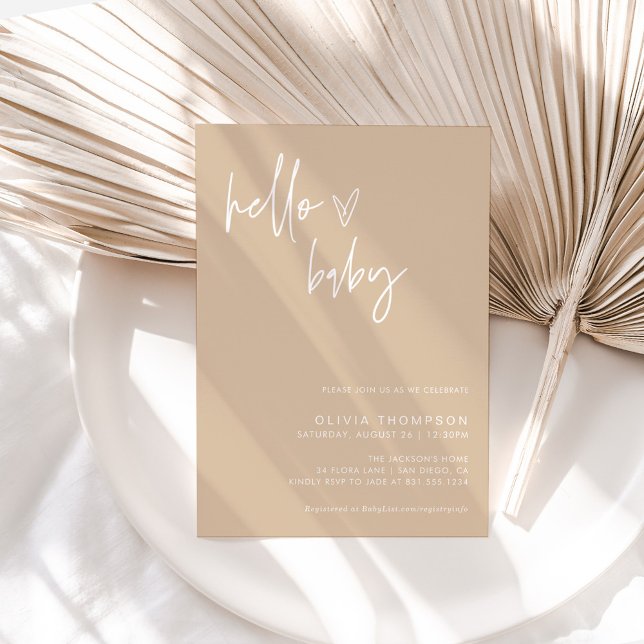 Beige Minimalist Baby Shower | Gender Neutral Invitation (Creator Uploaded)