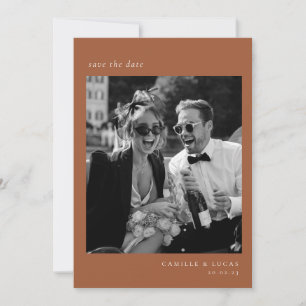 Beige Minimalist Elegant Photo Save the date Invitation