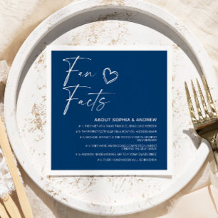 Beige Minimalist Fun Facts Wedding Napkins