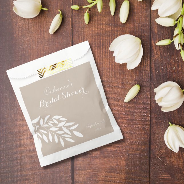Beige minimalist greenery Bridal Shower Favour Bag (Creator Uploaded)