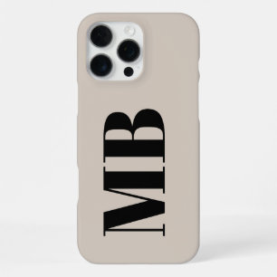 Beige Minimalist Modern Bold Initial Monogram iPhone 16 Pro Max Case