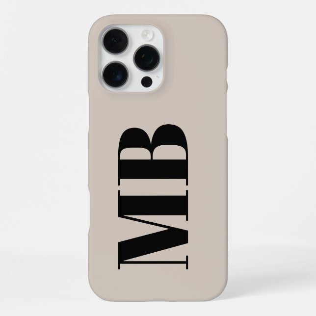 Beige Minimalist Modern Bold Initial Monogram iPhone Case (Back)