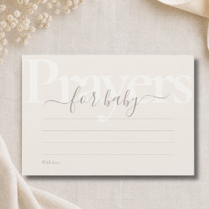 Beige Minimalist Neutral Baby Shower Prayers Card