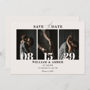 Beige minimalist photo collage wedding save the date