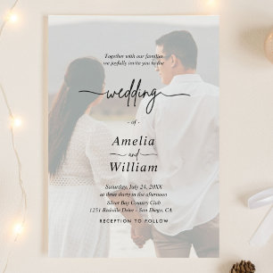 Beige Minimalist Photo Wedding Invitation