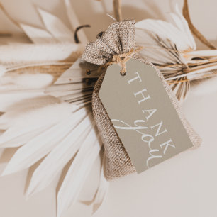 Beige Minimalist Script Thank You Favour Tags