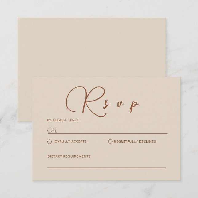 Beige Minimalist Terracotta RSVP Card (Front/Back)