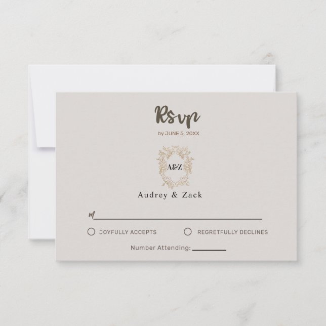 Beige Minimalist WEDDING RSVP CARD (Front)