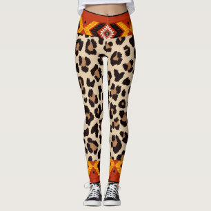 Beige Mix tiger Pattern Capri Leggings