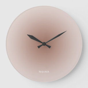 Beige Mocha Brown Radial Gradient Large Clock
