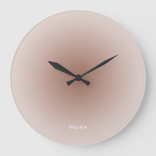 Beige Mocha Brown Radial Gradient Large Clock (Front)